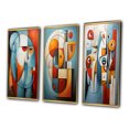 thumbnail image 3 of Designart "Geometric Portrait in Cubism II" Abstract Framed Wall Art Set Of 3 - Teal Cubism Frame Canvas Set For Living Room Decor, 3 of 6