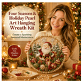 thumbnail image 6 of 2026 Holiday Pearl Art Hanging Wreath Kit | Luxury Flocked Canvas with Scratch-Resistant Non-Fading Pearl Beads DIY Handmade Seasonal Decor Spring Butterfly Garden, 6 of 7