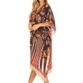 thumbnail image 3 of Sakkas Kristy Long Tall Lightweight Caftan Dress / Cover Up With V-Neck Jewels - Black / White - One Size, 3 of 5