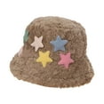 thumbnail image 5 of Women Autumn Winter Plush Bucket Hat Flat Dome Wide Brim Colorful Star Decoration Basin Hat Outdoor Furry Fisherman Hat Fashion Accessories, 5 of 7