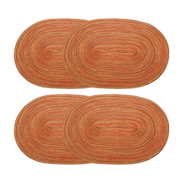 Uxcell 4pcs Oval Braided Placemats 20" Non-Slip Oval Table Mats for Dining Tables Washable Heat Insulation Woven Placemats, Orange