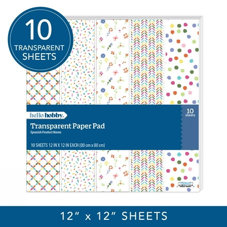 Hello Hobby 12" x 12" Transparent Paper Pad with 10 Sheets - Vibrant Colors for Crafting