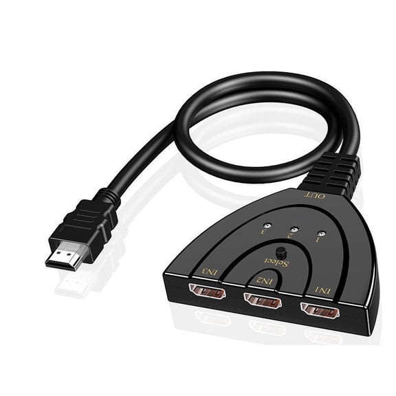 HDMI Switch 3 in 1 Out, 4K@60Hz HDMI Switcher with 2.6FT HDMI Cable,3 in, 1 out-1080P