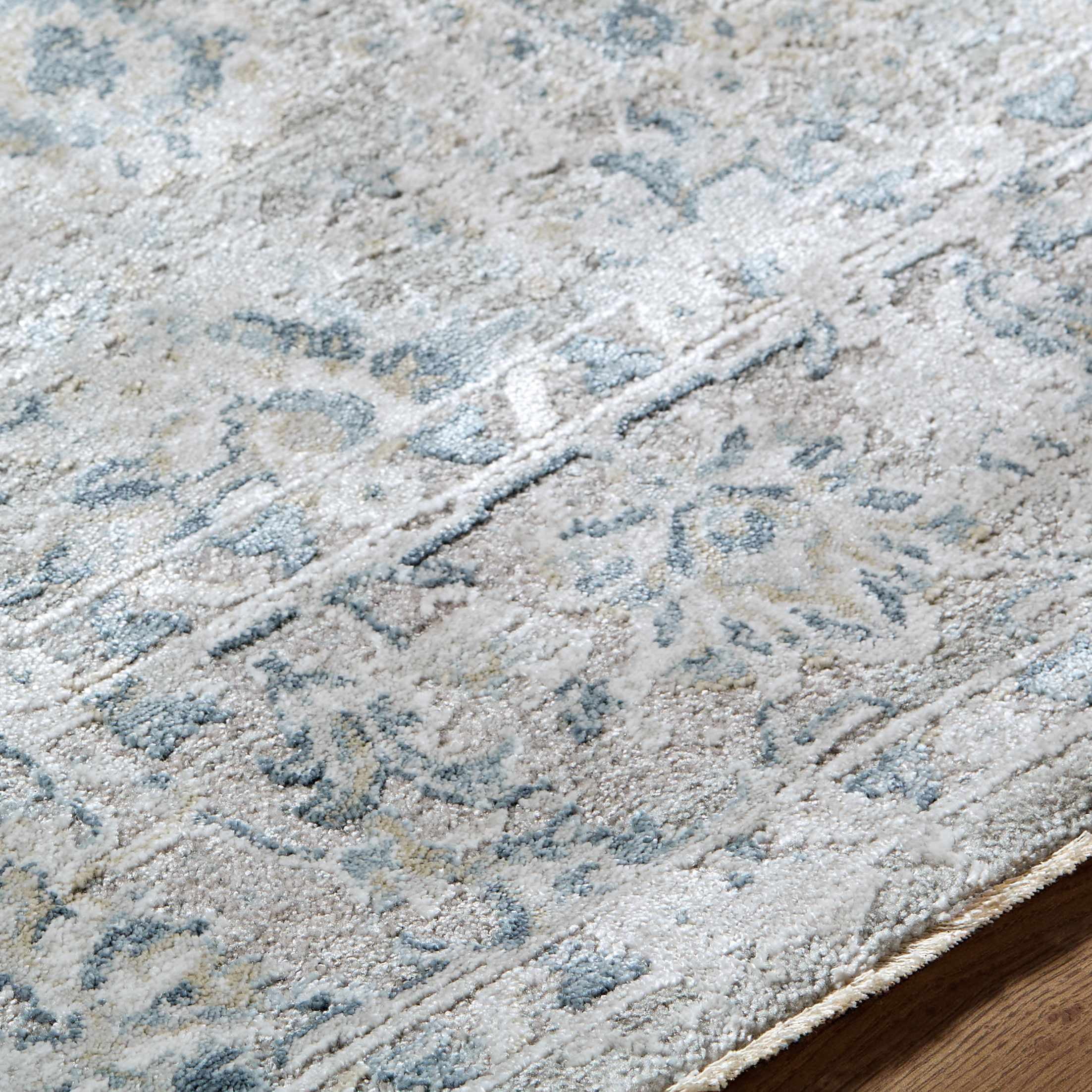 Hauteloom Claydon Living Room, Bedroom Area Rug - Bohemian Traditional Farmhouse - Blue, Gray, Olive - 7'10" Round