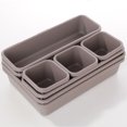 thumbnail image 1 of Organizador de cajones Sistema de organización transparente Caja de almacenamiento Cajón separado / Organizador divisor de cajones Tocador / Organizador de maquillaje para oficina Refrigerador Cocina Oficina 8 piezas Marrón claro ER, 1 of 5