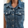 thumbnail image 5 of DARING DIVA Women's Sleeveless Collared Button Down Short Jean Dress 2XL Grey Blue, 5 of 7