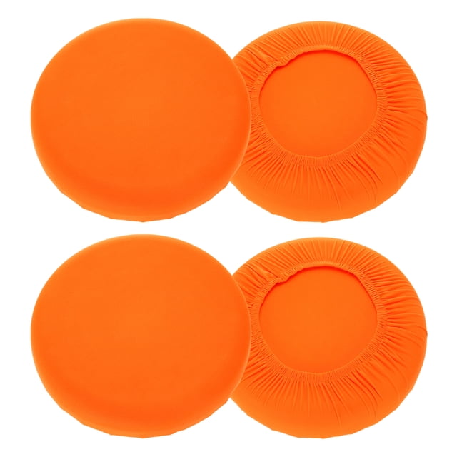 Uxcell 4 Paquete Fundas de Taburete Redondas 16-20" Lavables a Prueba de Polvo con Elástico Naranja Fluorescente