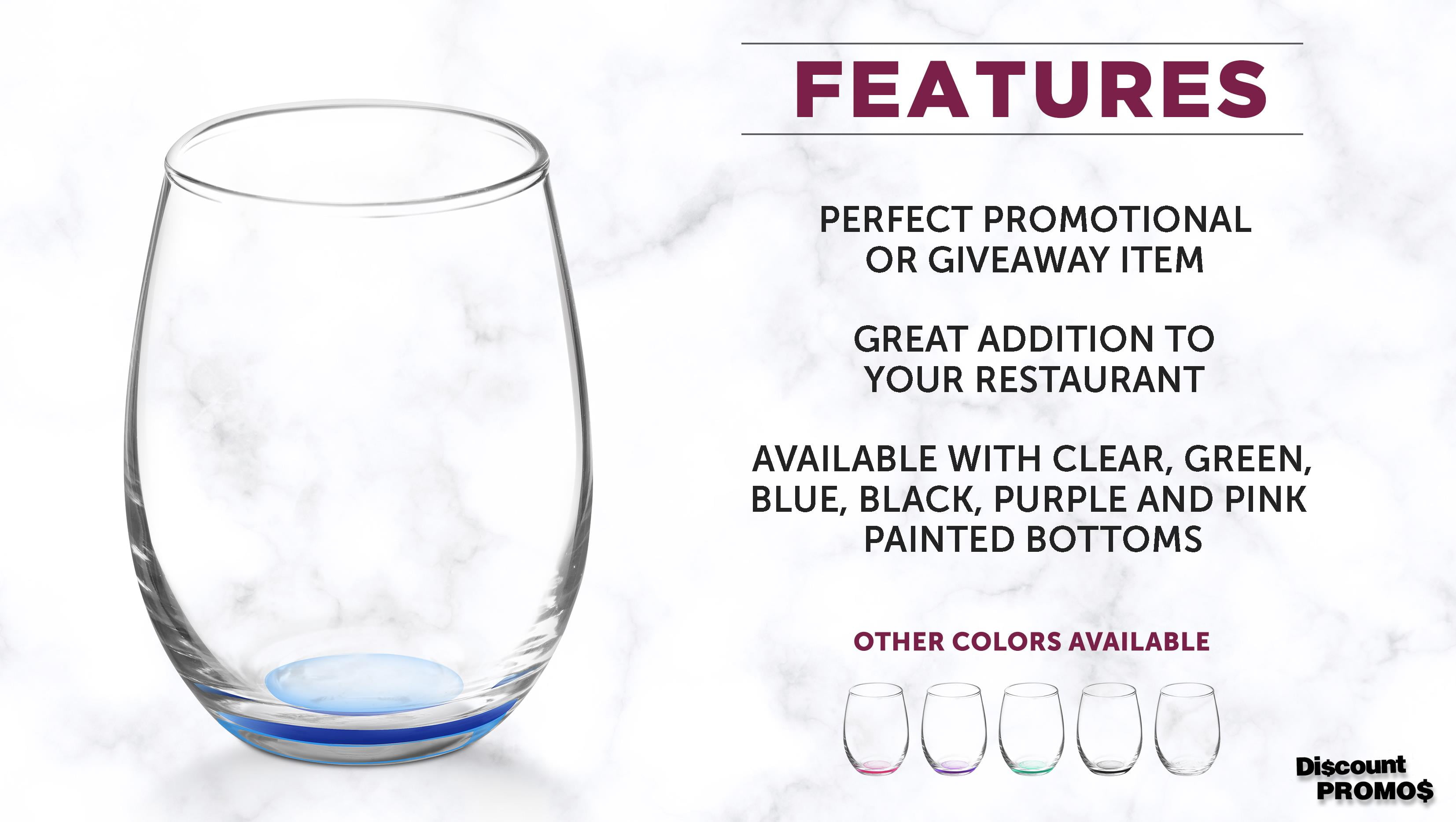 Stemless Wine Glasses by ARC 5.5 oz. Set of 12, Bulk Pack - Perfect for Hotel, Bar, Restaurant or Lounge - Blue