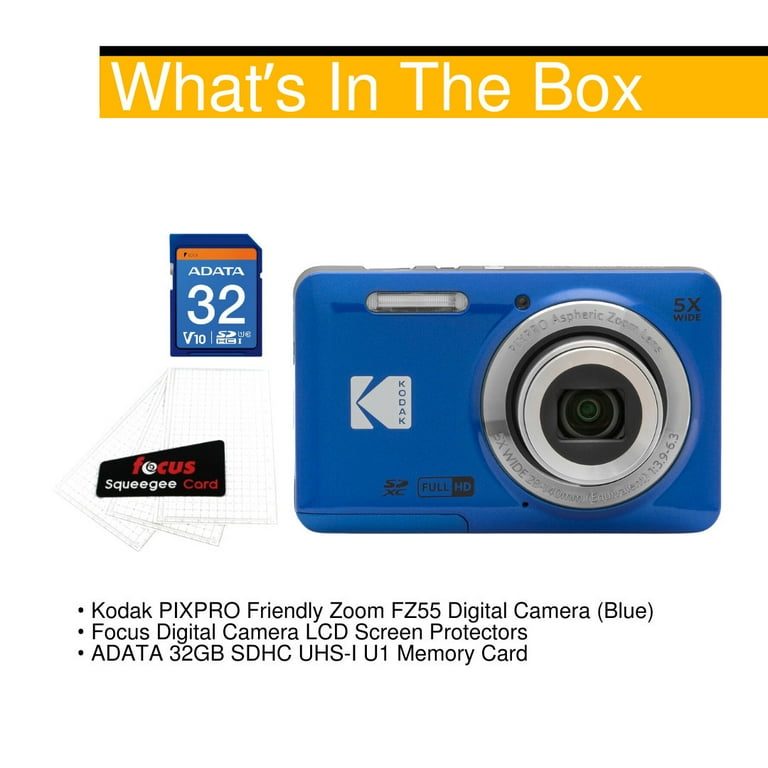 Kodak PIXPRO Friendly Zoom FZ55 Digital Camera (Blue) Bundle with