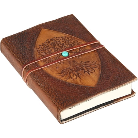 Leather Lined Journal For Women Men, Journaling Notebooks, Leather Refillable Travelers Notebook Journals For Writing, Five Minute Tree Of Life Leather Bound Journal, Journal Travel Journal For Women