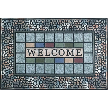 Rectangle Entrance Door Mat Large 18x30 Inch Entry Way High Traffic Area Doormat Front Door Rugs Outdoors Heavy Duty Welcome Mat Non Slip Rubber Back Low Profile for Garage