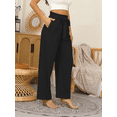 thumbnail image 5 of Gleelaud Women's Wide Leg Pants with Pockets Lightweight High Waisted Adjustable Tie Knot Loose Trousers Black, 5 of 7