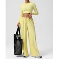 thumbnail image 2 of PISONIC Women's 2 Piece Lounge Sets Long Sleeve Crop Tops and Wide Leg Pants Set Matching Travel Airport Outfit, 2 of 8