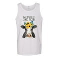 thumbnail image 2 of Wild Bobby, Good Food Good Mood Funny Cute Cow Animal Lover Mens Graphic Tank Top, White, Medium, 2 of 3
