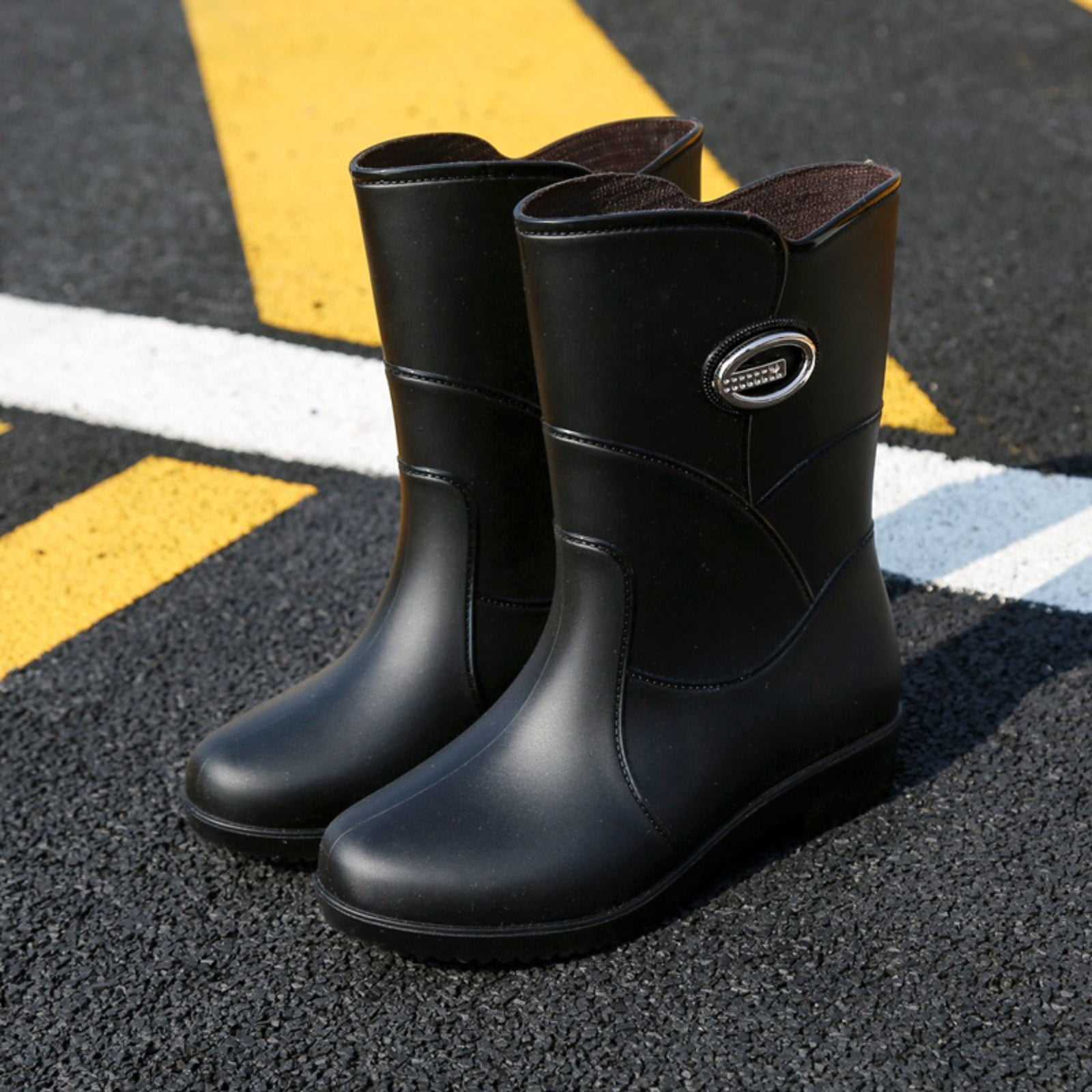 LIANGP Rainshoes Working Custom Wellies Men Pvc Gumboots Rain Boots Rain Boots Black Size 7