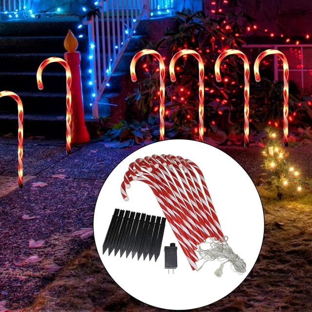 Luz de navideña,Luces de bastón de para decoración de jardín y césped,Iluminación de con decoración navideña para exteriores con LED,Marcadores de de