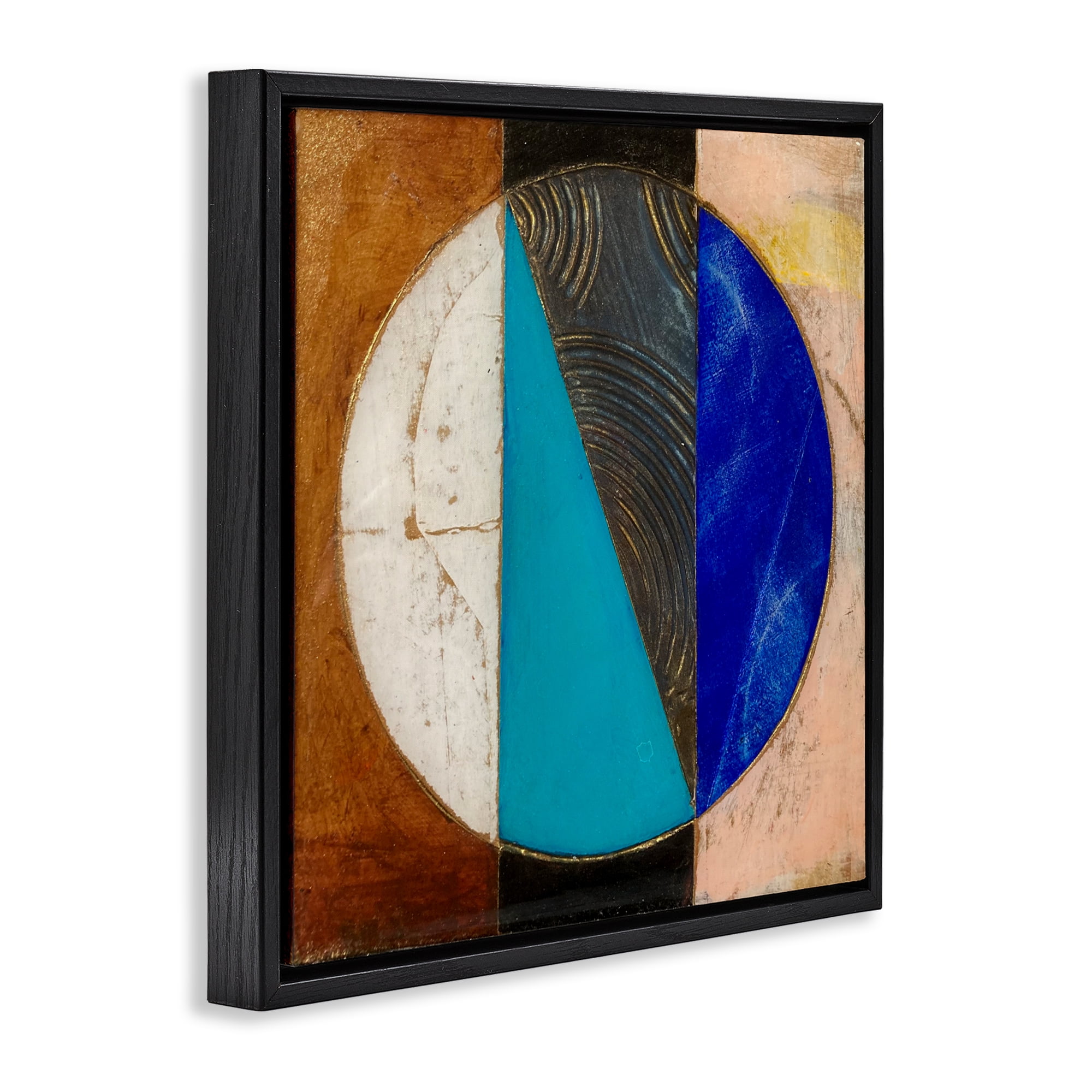 Stupell Industries Structured Circle Abstraction Black Framed Floater Canvas Wall Art, design by Matthew Finger