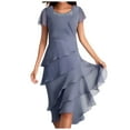 thumbnail image 2 of Tshirt Dress Women Summer Chiffon Patchwork Crewneck Short Sleeve Casual Mini Dresses T Shirt Dresses for Women, 2 of 5