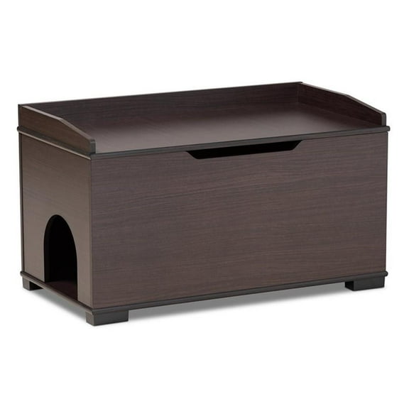 Bowery Hill Dark Brown Finished Wood Cat Litter Box Cover House