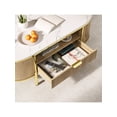 thumbnail image 4 of Ourlova Coffee Table Oval 48 Inch Faux Marble Coffee Table With Storage Drawer and Gold Legs Modern Fluted Accent Table Glam Center Table For Living Room, 4 of 7