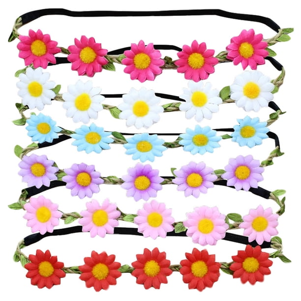 6 coronas de flores liwang diadema de margarita guirnalda ajustable para niñas mujeres boda