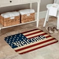 thumbnail image 2 of FJPT Welcome American Flag Non Slip Flannel Polyester Floor Mat For Bathroom Kitchen Bedroom Decor 16x24 inch, 2 of 5