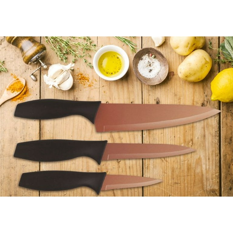 3PC Brown Knife Set With Bamboo Cutting Board By Emeril! (Unused
