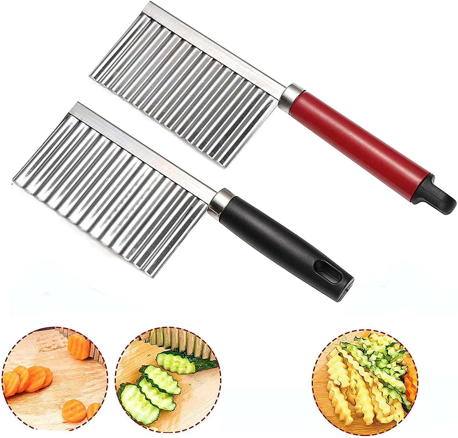 HTBMALL Crinkle Potato Cutter, Wavy Chopper Knife, Upgraded Stainless Steel  Blade, Safe Kitchen Tools with a shell Wavy Slicer for Fruit, Vegetable