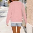 thumbnail image 5 of Women Contrast 2 in 1 Look Crewneck Sweatshirt Side Slit Casual Pullover Top, 5 of 5