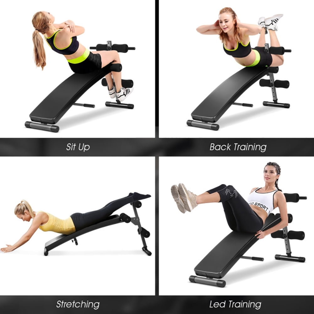 Resenkos Strength Training Sit Up Gym Bench, Hyper Back Extension Exercise Home Workouts,Adjustable Arc-Shaped Decline Weight Bench