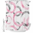 thumbnail image 2 of Pink Grey Waterproof Fabric Shower Curtain,Geometric Circle Modern Abstract Simple Art Waterproof Fabric Shower Curtain for Bathroom Curtains Bathtubs Shower Curtains with 12 Hooks Small 36x72in, 2 of 8