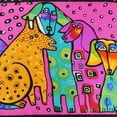 thumbnail image 3 of Wrapables® Vibrant 100% Silk Long Scarf 51" x 10.5", Fuchsia Cats and Dogs, 3 of 4