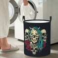 thumbnail image 7 of DouZhe Waterproof Collapsible Large Laundry Baskets, Vintage Skull Flower Rose Prints Circular Hamper with Handles, 7 of 7