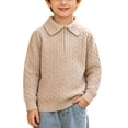 thumbnail image 2 of Atogsazn Toddler Baby Boys Knitted Sweater Kids Casual Quarter Zip Long Sleeve Sweatshirt Fall Tops Clothes Khaki 5-6 Years Fashion, 2 of 9