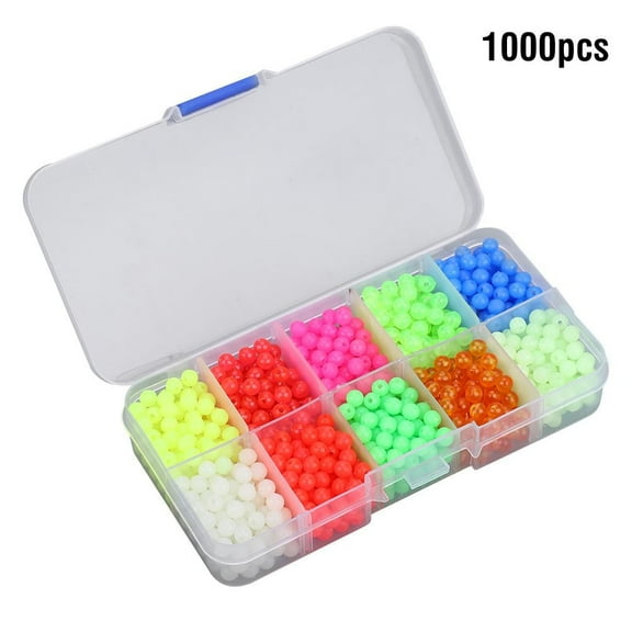 Glow Fishing Beads, 1000pcs/Box Plastic Round Beads Fishing Tackle Lures Tools Accessory For Outdoor Fishing, Float Tackles