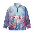 thumbnail image 4 of Uorisanigo Quarter Zip Pullover Sweatshirts Long Sleeve Half Zipper Sweatshirts Loose Ocean Axolotl Quarter Zipper Cropped Sweatshirt for Teen Girl School Pullover Jackets, 4 of 7