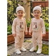 thumbnail image 3 of RUINIXCW Twins Baby Boys Jumpsuit Set Long Sleeve Crew Neck Letters Owl Print Romper with Hat Fall Clothes, 3 of 8