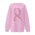 thumbnail image 4 of Fayshow0 Breast Cancer Awareness Accessories Support T-Shirt for Women Women's Round Printed Loose Fitting Sweatshirts Long Sleeve Hoodless Sweatshirts Pink, 4 of 4