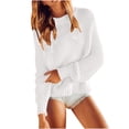 thumbnail image 2 of Swuxness Women's Base Layer Knitted Sweater, Women Long Sleeve Sweater Top, Women's Solid Color Crew Neck Loose Soft Comfortable Pullover Lightweight Sweaters White, S, 2 of 4