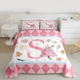 thumbnail image 2 of Manfei Personalized Letter S Full Size Comforter Sets,Christmas Monogrammed Theme Bedding Comforter Set,Pink White Bedding Sets For Girl Teens,Ultra Soft Bedroom Decor Reversible,3 Pieces, 2 of 8