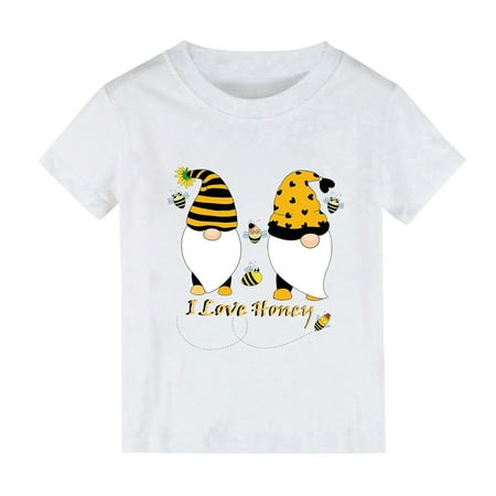 

ZHAGHMIN Girls Spring Outfits Boys And Girls Bee Festival And Bee Cartoon Print I Love Honey Print Short Sleeved T Shirt 1 To 10 Years Old Children T Shirts Bulk Kids Little Girl Undershirts T Shirt