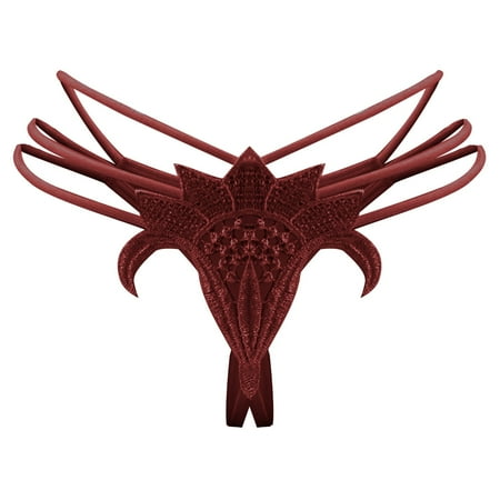 Odeerbi Women s Crotchless Panties 2025 Valentine s Day Sexy Lace Solid Comfort Underwear Skin Friendly Briefs Panty Intimates Thon Burgundy