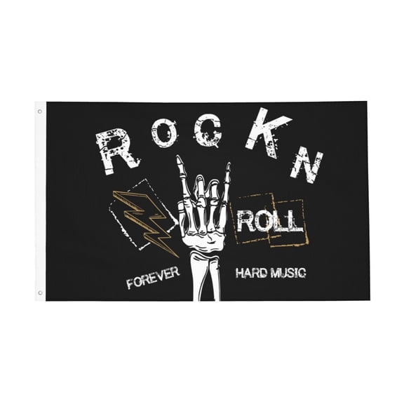Rockn Roll Forever Hard Music Flag 3x5 Ft Outdoor Indoor With Grommet Garden Yard Banner Decorative Sign