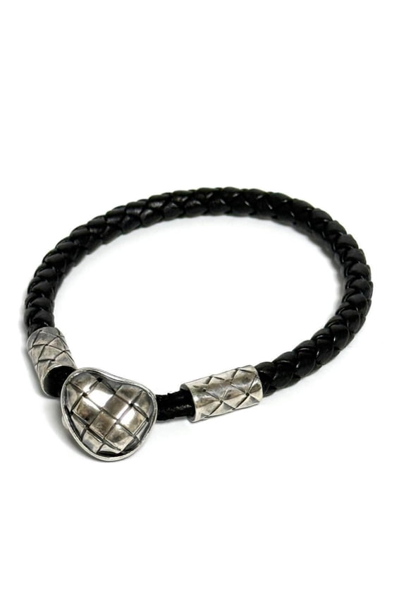 Pre-Owned Bottega Veneta Men's Leather Rain Trechato Bracelet (Good)