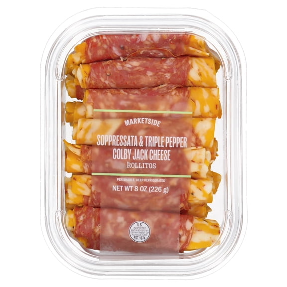 Marketside Soppressata and Triple Pepper Colby Jack Cheese Rollitos, 8 oz, 14 Count (Rolls, Plastic Tray)