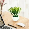 thumbnail image 6 of Small Artificial Potted Plants - Faux Green Greenery in White Plastic Pots for Desk, Shelf, Bathroom, and Home Office Decor, 6 of 7