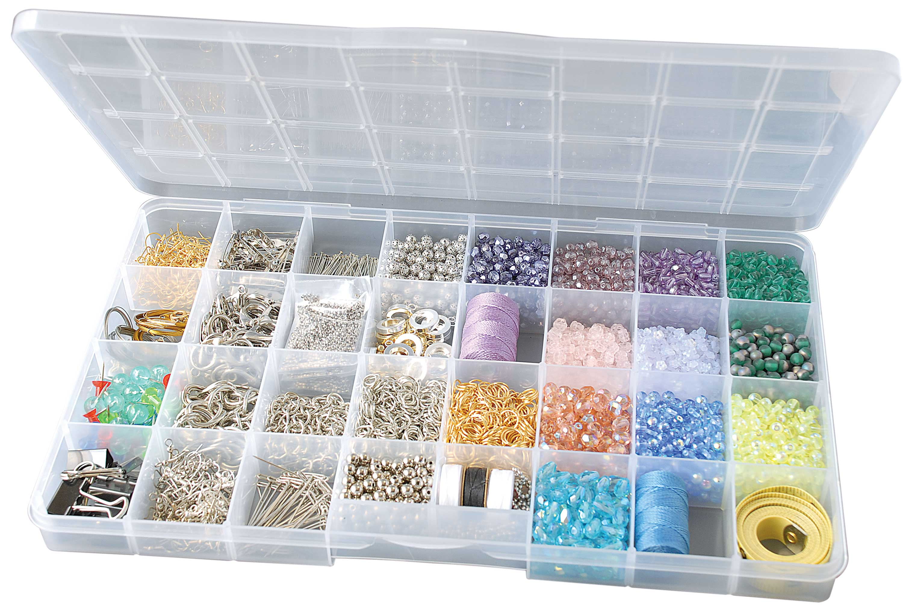 (5 pack) The Beadery - 32 Comp Large Bead Keeper Box - Clear Plastic - 2176