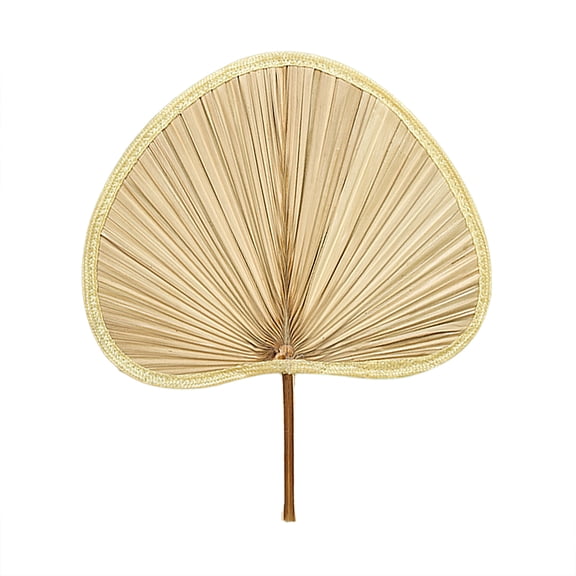 Hand Fan Natural Palm 35x30 cm Summer Cool Antique Style for Picnic Garden Indoor Outdoor Decoration
