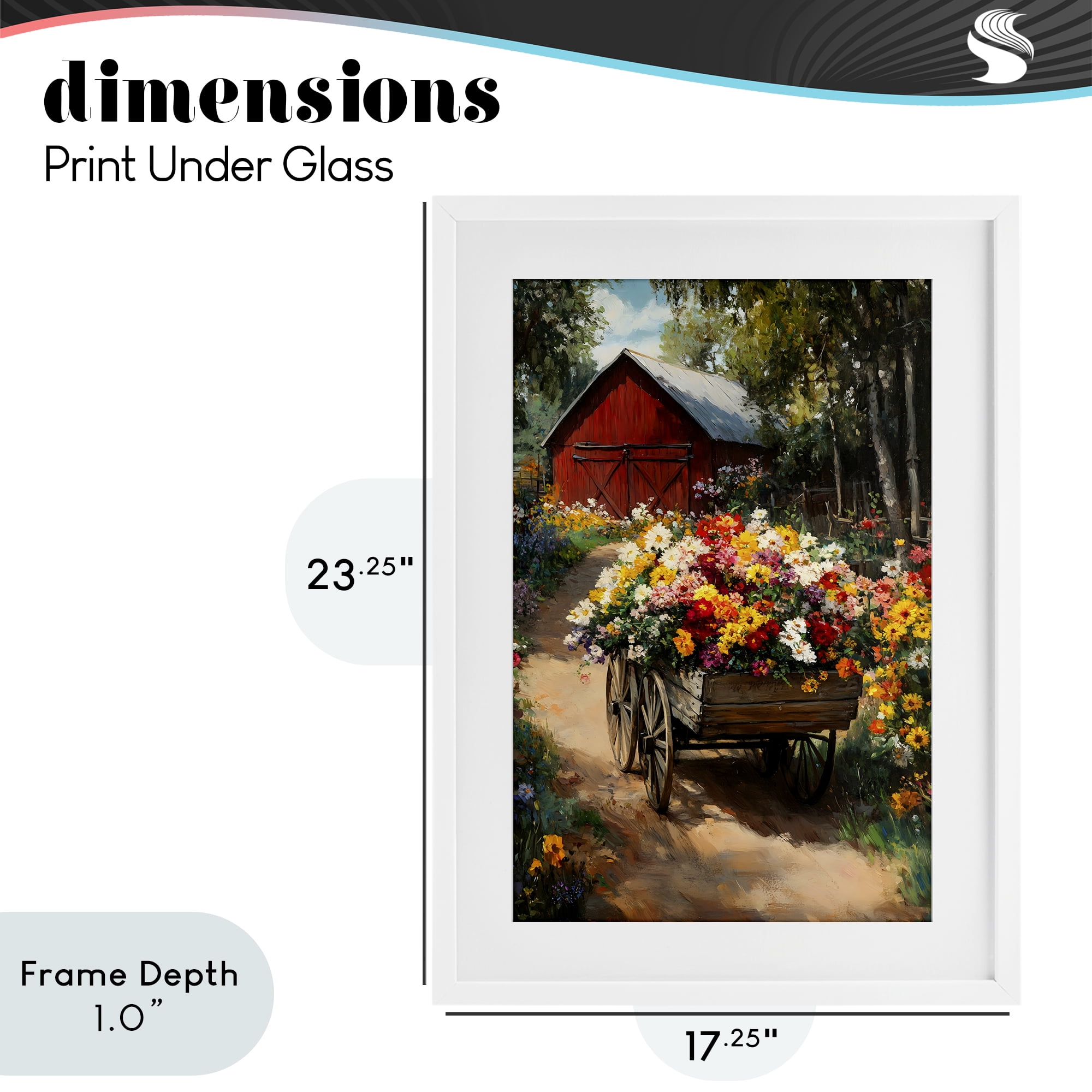 Stupell Industries Floral Wagon in Summer Garden White Framed Print Under Glass, design by Franklyn Gregory