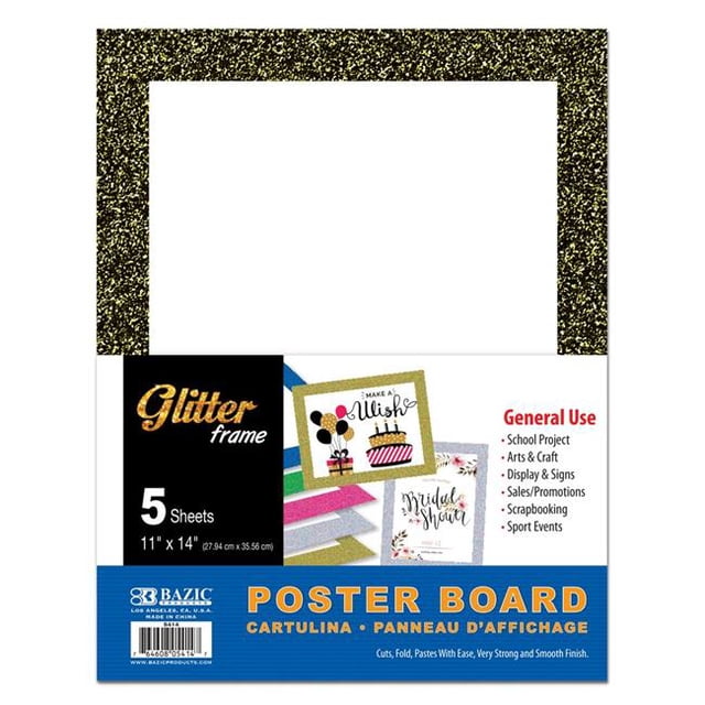 11 x 14 in. White Poster Board with Glitter Frame - 5 per Pack